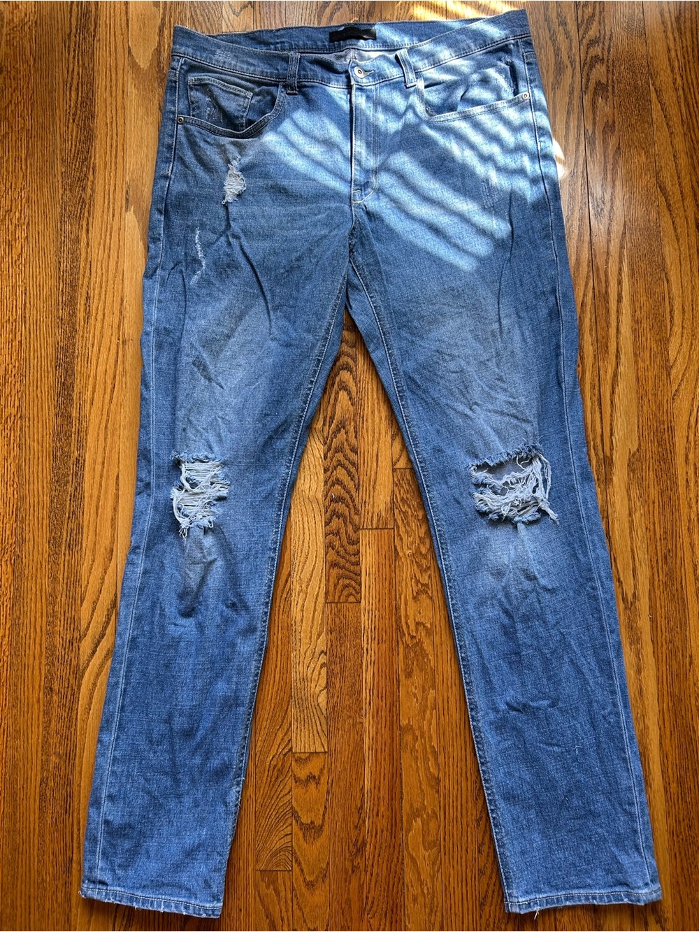 The Rail Men's Skinny Stretch Distressed Blue Jeans